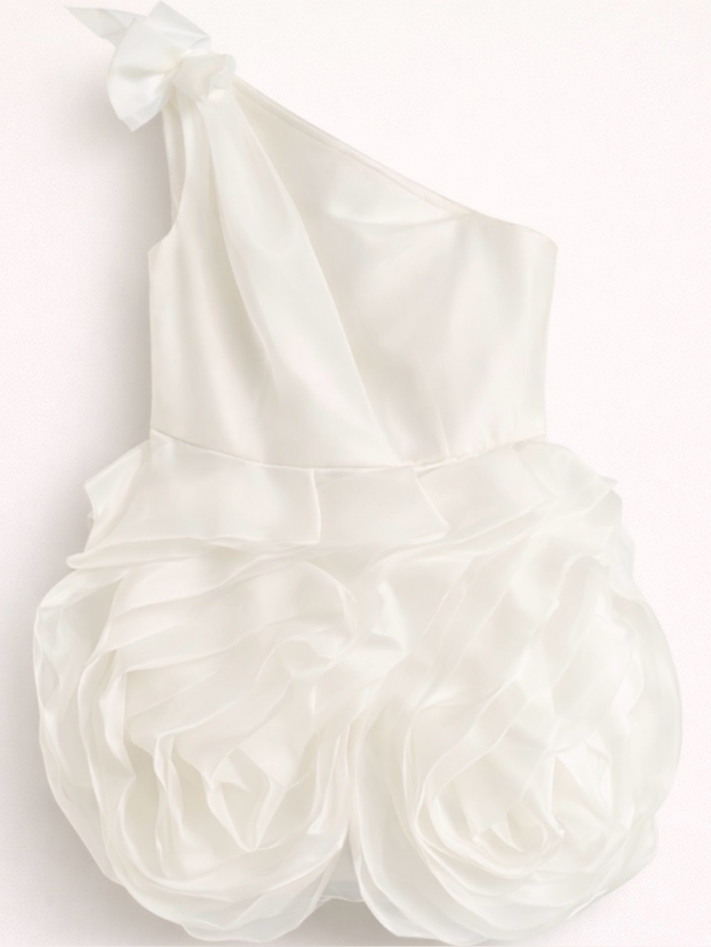 Vera Wang Ivory One-Shoulder Rosette Party Dress - Picture 1 of 1